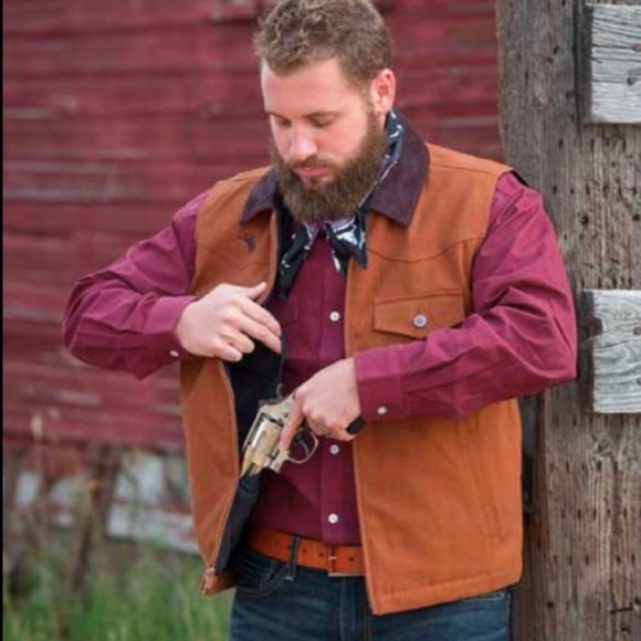 WYOMING TRADERS CODY CONCEALED CARRY CANVAS VEST - CHOCOLATE - Picture 2 of 8